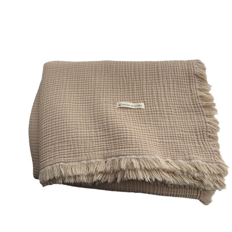 Linen-Look Tassel Throw