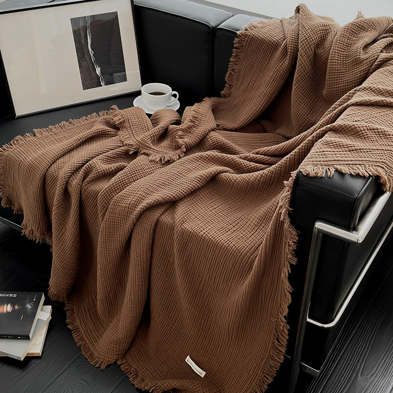 Linen-Look Tassel Throw