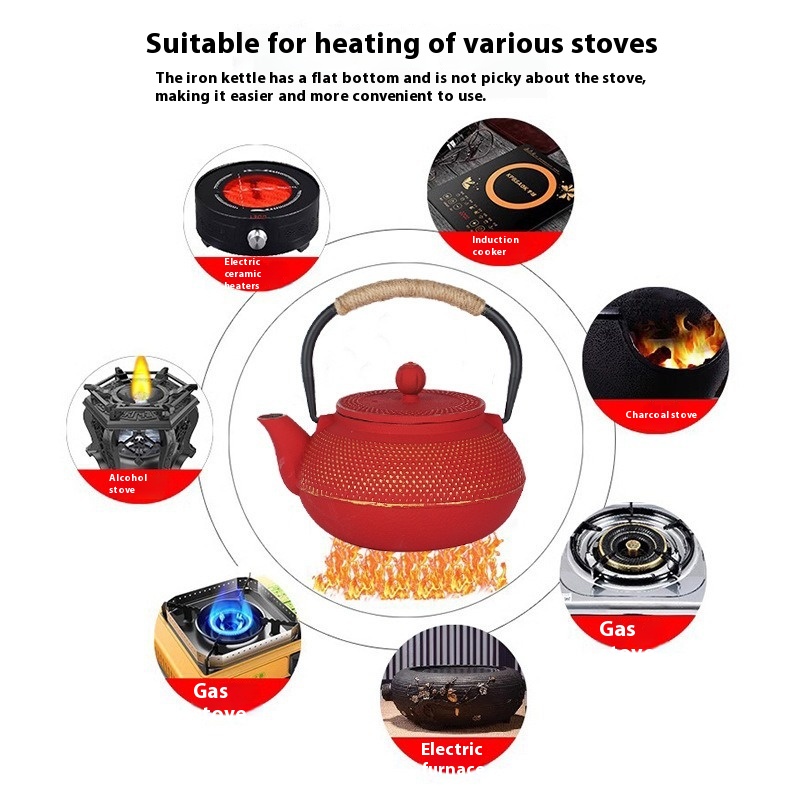 Red Cast Iron Teapot