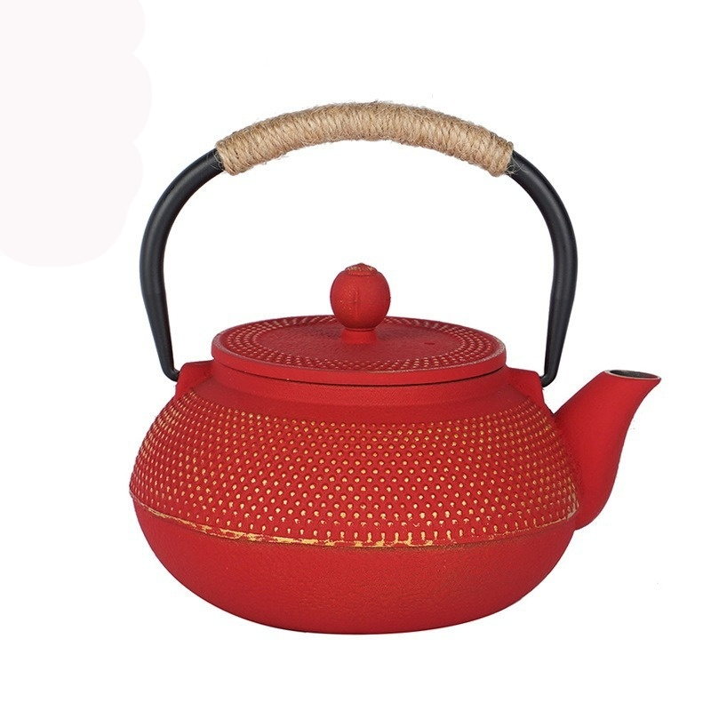 Red Cast Iron Teapot